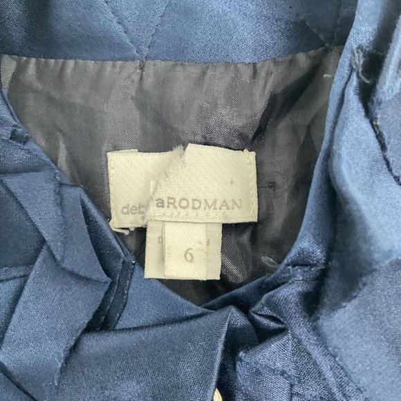 Vintage Debra Rodman Women Blue Casual Dress Size 6 Button Up Ruffles 100% Silk - Picture 3 of 11